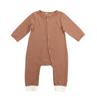 China Wholesale High Quality Baby Romper Boutique Winter Brown Baby Gifts Eco-friendly Warm/Washable/Breathable Organic Cotton Waffle for sale