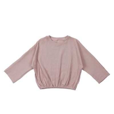 China High Quality Organic Ribbed Winter Cute Cotton Long Sleeve Anti-pilling Pink Baby Warm Wholesale T-shirt for sale