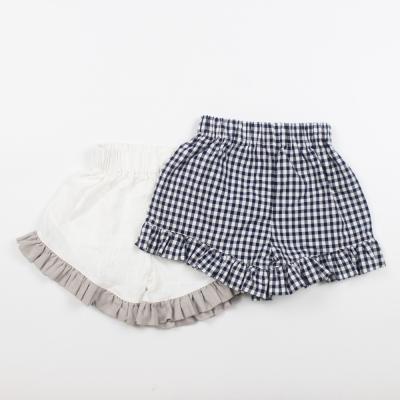 China Breathable Newborn Baby Ruffle Shorts White Cotton Linen Baby Shorts Girls Dress Pants for sale