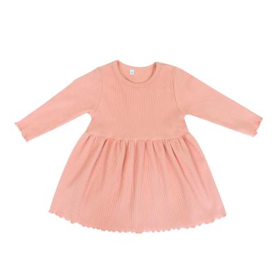 China Wholesale Anti-Static Rocket Sleeve Ruched Waist Stylish Kids Dresses Ribbed Cotton Girls Baby Dress for sale