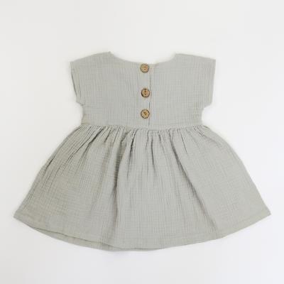 China Wholesale Unique Anti-static Gift Gray Breathable Organic Muslin Cotton Baby Summer Baby Dress for sale