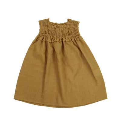 China New kids boutique size fashion dress organic canvas baby girls summer sleeveless wholesale high quality plus dress for sale