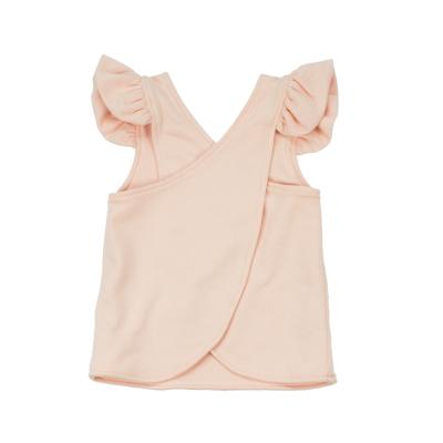 China Beautiful Latest Design Pink Girls Blouse Petal Sleeve Summer / Autumn Baby Clothing for sale