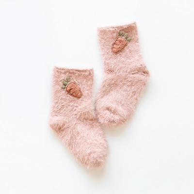 China Winter Antibacterial Infant Wool Baby Cashmere Thick Super Warm Socks With 3D Animal Pattern for sale