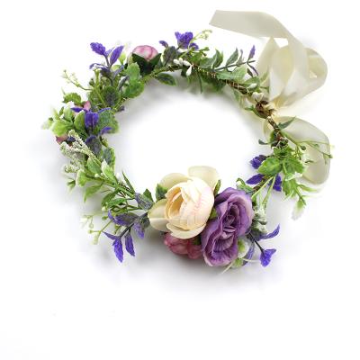 China Women's Popular Accessories Beach Rose Flower Floral Party Hair Garlands Headband for sale