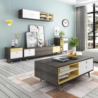 China Metal Home Living Room Furniture Set Convertible Modern Wood Dining Table Set TV Cabinet Stand Coffee Table for sale