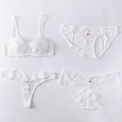 China Hot Sale Pump Plus Size Pump Embellished Front Closure Bra Sets Lace Women Stretchy Bra Sets 2 Piece Lingerie Racerback Thong Lingerie for sale