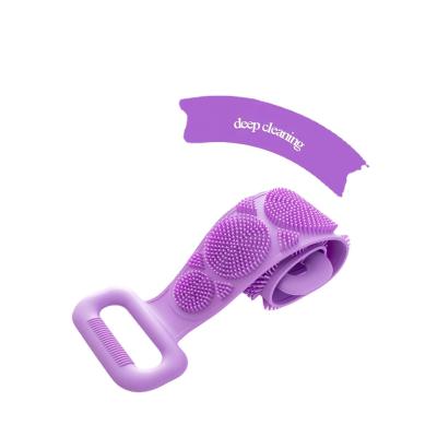 China EXFOLIATE Soft Silicone Bath Body Brush Body Scrub Brush Body Exfoliating Massage For Shower Bathroom Cleaning Strap for sale