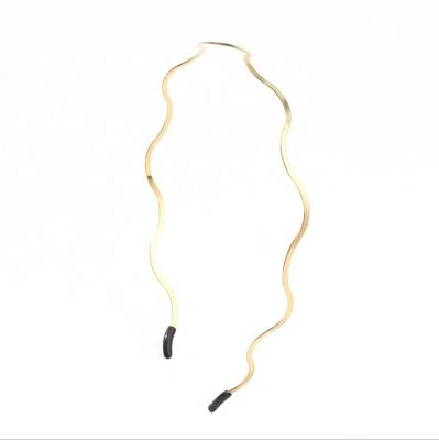 China Gold Korean Fine Metal Hairbands Shiny Minimalist New Wave Headbands For Women Girl Hairpin Hair Accessories Headdress for sale