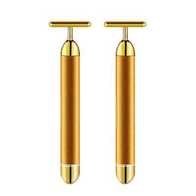 China Skin Tightening 2022 Hot Selling 24k Gold Handheld Beauty Roller Vibrating Lifting Bar Beauty Stick Skin For Salon for sale