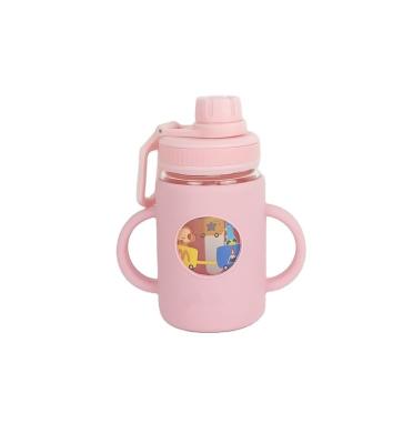 China New 300ml Baby Viable Single Wall Glass Sippy Cup Baby Drinking Tumbler With Straw Cartoon for sale