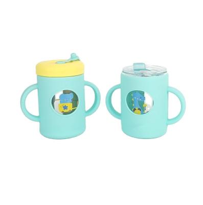 China NEW Viable Single Wall Glass Milk Cup For Kids Baby Milk Cup With Straw for sale