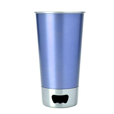 China Disposable 16oz Color And Logo Double Wall 18/8 Stainless Steel Pint Cup With Opener Stainless Steel Brew Wine Cup With Beer Bottle Opener for sale