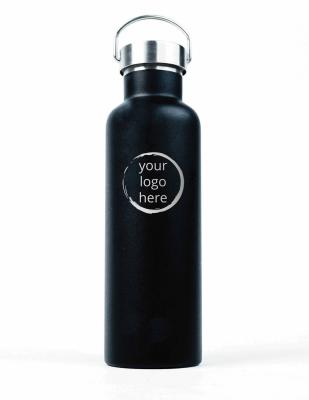 China 25oz Custom Engraved Bamboo Bottle Lid Stainless Steel Double Wall Viable Vacuum Insulated Water Bottle for sale