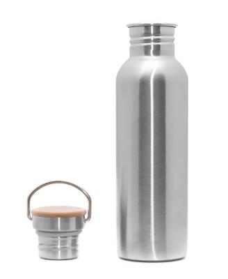 China Sustainable Stainless Steel Water Bottle With Unvarnished Bamboo Cap Water Bottle 25oz Stainless Steel Wooden Bottle for sale