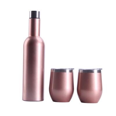 China Business 2 12oz Wine Tumbler Glasses with Lids and 1 Wine Bottle - Vacuum Insulated 18/8, Wine Bottle Sets for sale