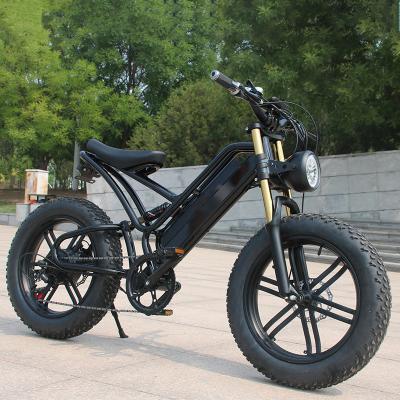 China Electric Bicycle 48V Lithium Full Suspension Ebike 20 Inch Fat Tire Electric Mountain Bike with Rear Wheal Disc Brake for sale