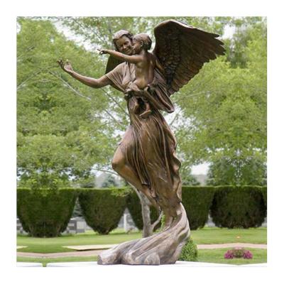 China Outdoor Life Size Fairy Model Modern Golden Copper Angel Garden Europe Decoration Beauti Ful Metal Sculpture Brass Bronze Statues for sale