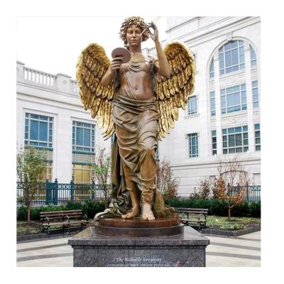 China Europe Garden Decoration Metal Woman Sculpture Life Size Beautiful Bronze Guardian Angel Statue for sale