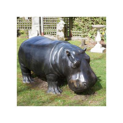 China Large Cast Copper Animal China Metal Wildlife Statue Hippopotamus Brass Bronze Sculpture For Garden Decor for sale