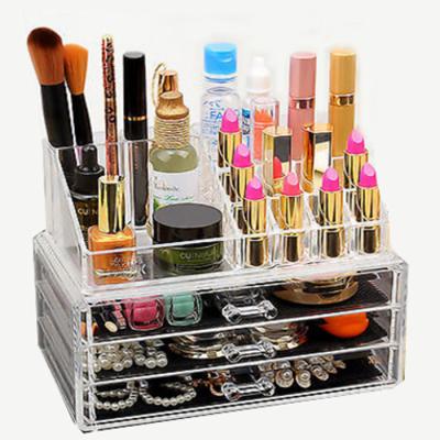 China ACRYLIC STORAGE CLEAR SPACE COSMETIC ORGANIZER MAKEUP DRAWER HOLDER JEWELRY CASE BOX Stored for sale