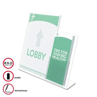 China Sign Poster Holder Customize Acrylic Sign Holder Poster Frame With Brochuer Holder Pocket For Office Shop Display Rack for sale