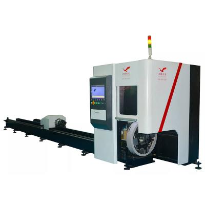 China Professional Stainless Steel 1500W Metal Cutter CNC Tube Fiber Pipe Automated Loading Laser Cutting Machine With Rotary Pipe Exchange Platform for sale