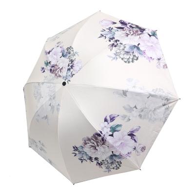 China 2021 CLASSIC manufacturers supply high quality designer Flower Printed Three-folding Umbrella from China for sale