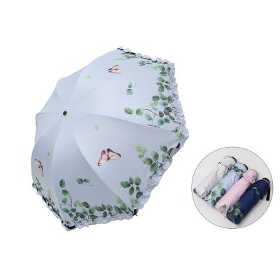 China 2021 Factory Original Cheap Luxury Custom CLASSIC Butterfly Dance Small Folding Lace Umbrella For Women for sale