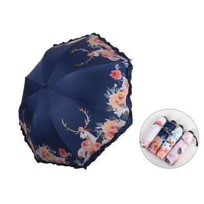 China Factory Supply CLASSIC Fashion Customized Flower and Fawn Pattern Folding Portable Umbrella 2021 for sale