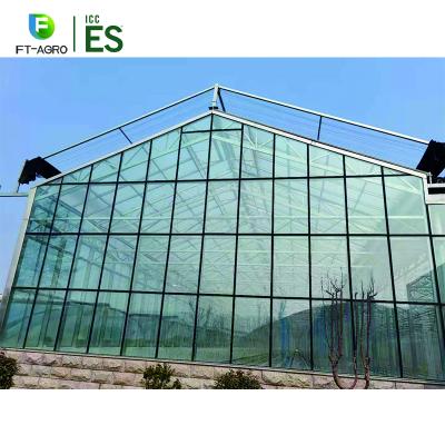 China Morden High Quality Farmhouse Factory Price Easily Assembled Hot Dip Galvanized Large Size Glass Greenhouse for sale