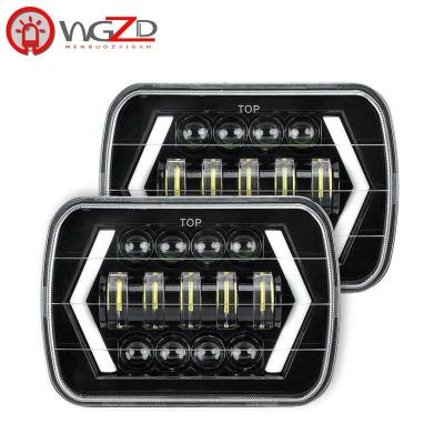 China New Items 7x6 Inch Square LED Headlights With Arrow LED Angel Eyes DRL Turn Signal Light 5X7 7inch Headlamp for sale