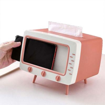 China Plastic Home TV Shaped Tissue Box Mobile Phone Storage Tissue Holder Car Tissue Multifunctional Creative Paper Pumping Boxes for sale