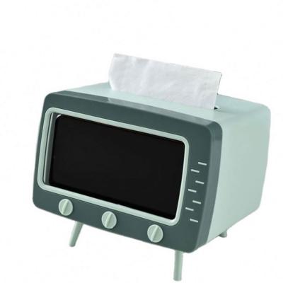 China Household Creative TV PP Shaped Tissue Box Mobile Phone Holder Tissue Boxes H079 for sale