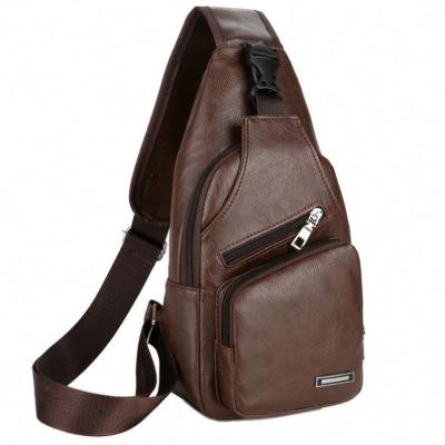 China PU Men Cross - Body Bag Messenger Leather Shoulder Chest Bags USB Earphone Hole Designer Bags For Men for sale