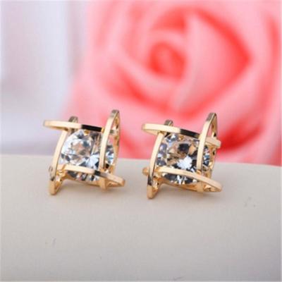 China BOHEMIA Square Zircon Ear Studs, Rhinestones, Tic-Tac-Toe Copper Earrings, Female Ear Studs L0481-1 for sale