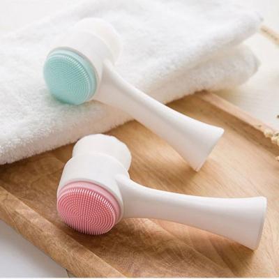 China Indoor 3D Face Massager Face Wash Product Skin Care Tool Silicone Hot Double Side Face Cleaning Brush for sale