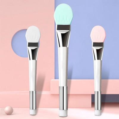 China New Synthetic Fiber Silicone Face Mask Brush Dual Ended Foundation Soft Mud Applicator Face Mask Blending Facial Brush for sale