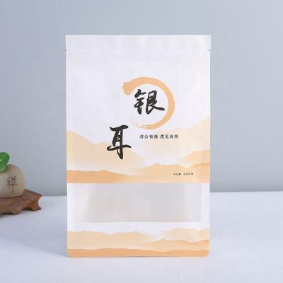 China Food Customized Printed Logo Plastic Food Bags Kraft Paper Seal Window Three-Dimensional Eight-Sided Zipper Bag for sale