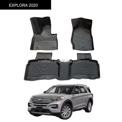 China Easy Cleaned Durable All Weather Custom Fancy Strip Waterproof 3d Car Floor Mat For Explora 2020 for sale