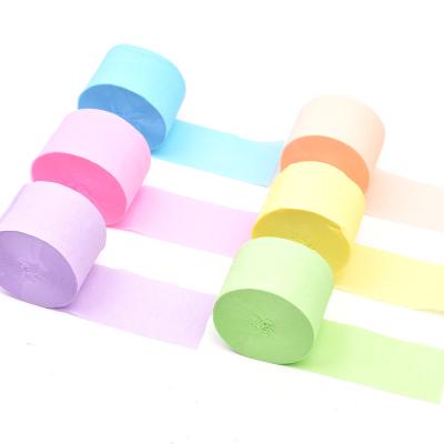 China 4.5*12M Pastel Rainbow Unicorn Birthday Party Decoration Pastel Crepe Streamers Eco-friendly Paper Backdrop For Baby Shower Baptism Wedding for sale