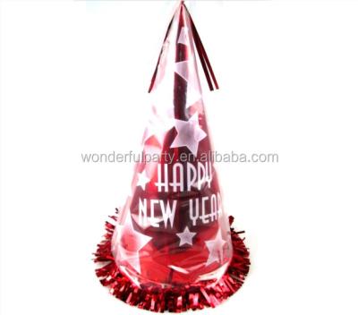 China Wholesale Wonderful Cheap Red Happy New Year Party Hats PriceFoil Birthday Party Decoration Party Top Hat for sale