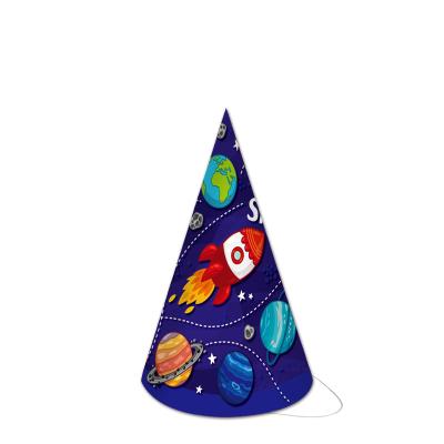 China Wonderful Birthday Gift Wholesale OEM Birthday Party Supplies Cups Dishes Banner Tablecover Eruption Hat Outer Space Decorations Space Theme for sale