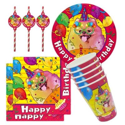 China Wonderful Birthday Gift Wholesale OEM Birthday Party Supplies Cups Dishes Banner Tablecover Rash Hat Dog Birthday Decorations Pet Theme for sale