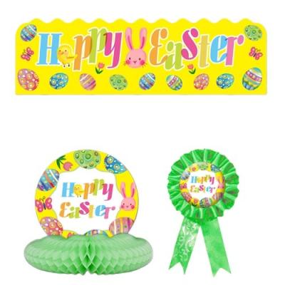 China Festival Decoration Easter Decoration Kids Favor Banner Packing Party Festive Supplies Hats For Kids Puffs Paper Plate And Blowouts Cup Set for sale