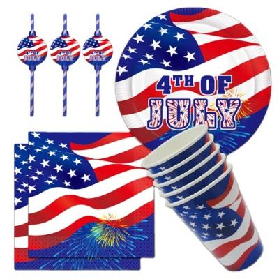 China American Independence Day 4th of July Party Decoration USA Nation Flag Banner Wall Decor Home Festival Decoration Paper Plate Party Supplies for sale