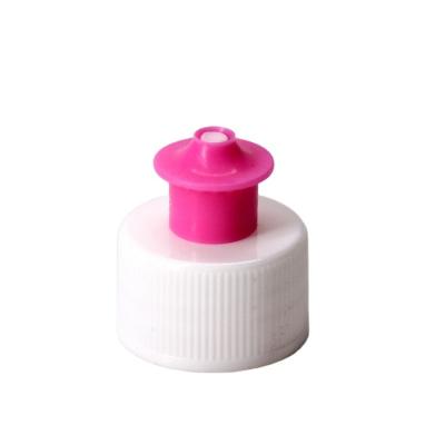 China Personal care 20/410 24/410 pull and push cap for round bottle plastic spout ribbed cap on sale for sale