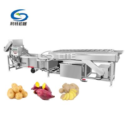 China Full automatic high efficiency ginger onion cassava sweet potato washing sorting packing machine for sale for sale