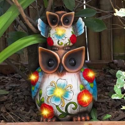 China Waterproof Solar Gardening Lamp Owl Statue Outdoor Garden Lawn Patio Decoration Gifts 6 LED Lamp for sale