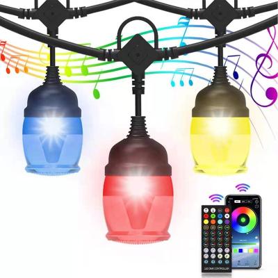 China Outdoor Christmas String Light Color Changing APP RGB LED Wedding Decorative String Light for sale